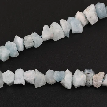 

15.5''/Strand,Natural Aquamarine Stone Irregular Nugget Loose Beads,Drilled Raw Stone Chip Spacer Beads For DIY Bracelet Making