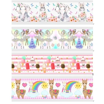 

New Arrival ribbon 50Yards 16mm-75mm Elephant Rabbit Dancer Animal Grosgrain/FOE Ribbons for DIY Bow Craft Wedding Decoration