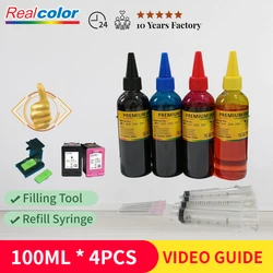 Realcolor – cartouche d'impression à jet d'encre, 4 couleurs, pour imprimante HP, CISS, transfert de chaleur, encre d'occasion 