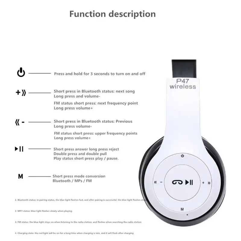 HIFI Stereo Foldable Wireless Headphones Bluetooth Headset with mic support SD card For iPhone Samsung Huawei Xiaomi PC PS4