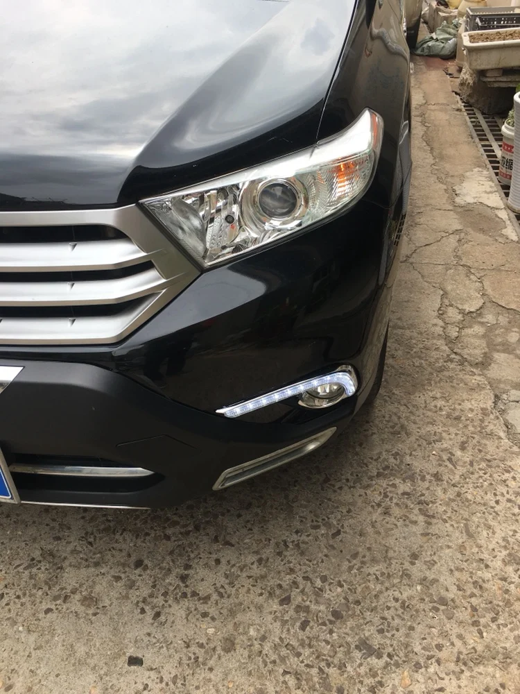 2 шт. светодиодный фонарь дневного света для Toyota Highlander 2012 2013 желтый сигнал поворота функция 12 В автомобиля DRL противотуманная фара украшение