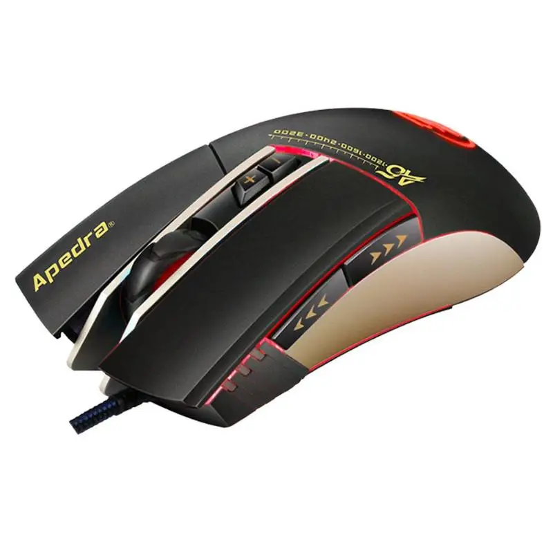 Apedra A5, компьютерная игровая мышь, USB, проводная, 7 кнопок, 3200 dpi, эргономичный, RGB светодиодный, оптическая мышь для ПК, ноутбука, ноутбука