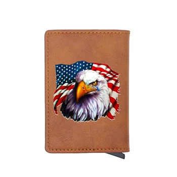 

New Fashion American Flag Eagle Leather Card Holder Wallet