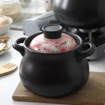 

Household casserole ceramic health soup pot 3.5/4.5L home stew casserole ceramic cooker high temperature resistant open fire