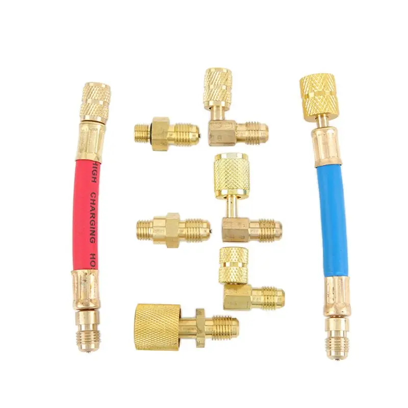 

8x A/C Air Conditioning Refrigeration R134A R12 Connector Adapter Hoses Kit
