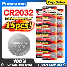 15 pçs panasonic bateria original para cr2032 3v botão pilha moeda baterias para relógio computador calculadora de controle remoto cr 2032