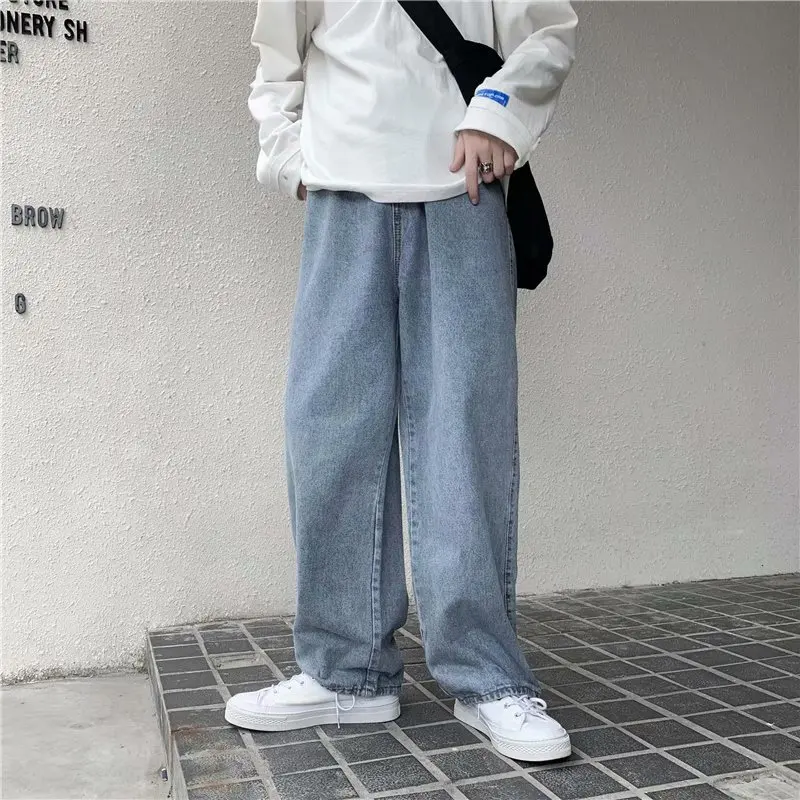 Men Jeans Solid Drawstring Denim Full 