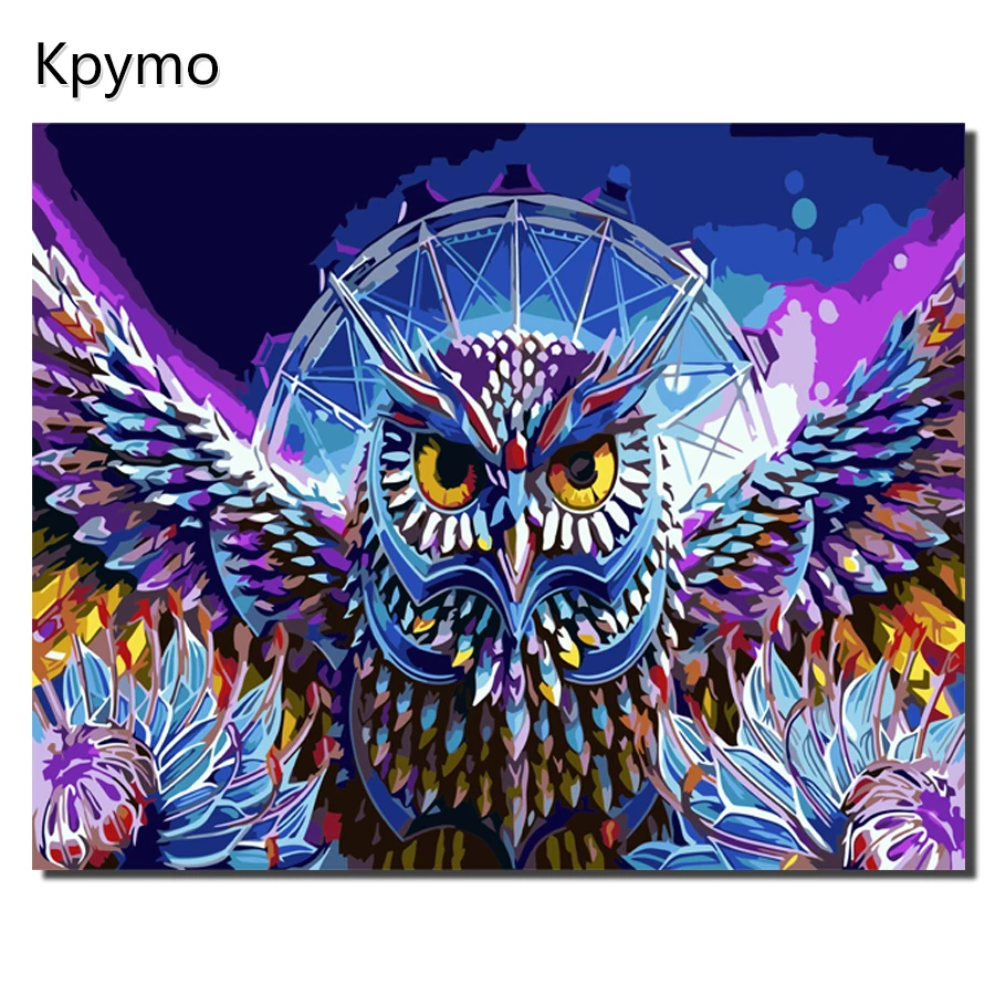 

Kpymo Framed Pictures Painting By Numbers Owl DIY Digital Painting On Canvas Home Decoration Wall Art Handpainted Oil Painting