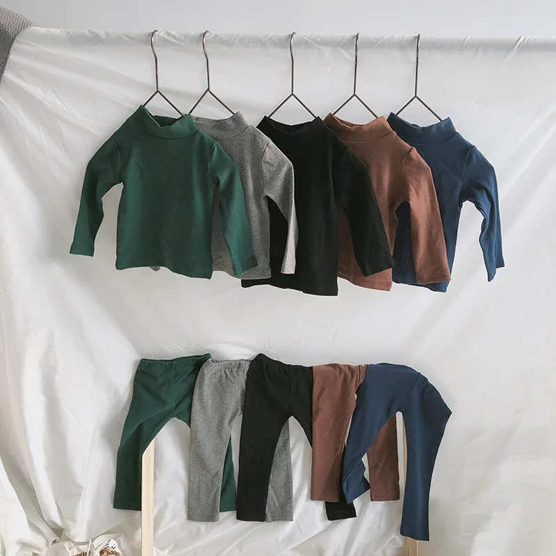 Fall and Winter New Ground Long Sleeve Medium and High Neck Suit for Children's Pajamas for Boys and Girls
