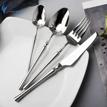 

Upspirit 4/16Pcs Thin Handle Dinnerware Set Stainless Steel Spoon Fork Knife Coffee Scoop Cutlery Kit Dining Tools Tableware