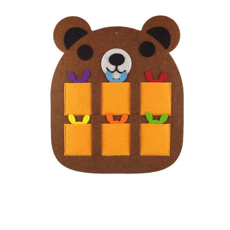Bear 1 комплект большой мультфильм животное нетканый Войлок Ткань обучающая игрушка для детей раннего обучения обучающий материал Обучающие инструменты - Color: Bear