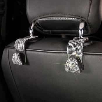 

AFshion Colorful Rhinestone Car Headrest Hook Seat Back Hanger Holder Vehicle Organizer for Handbags Purses and Grocery Bags