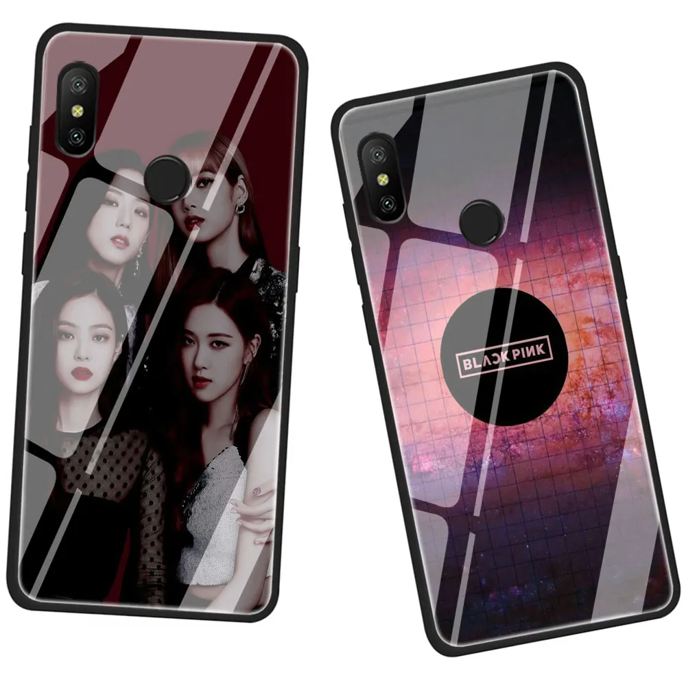 Модный чехол из закаленного стекла черного цвета для телефона Xiaomi mi 8 9 Red mi 4X 6A Note 5 6 7 Pro Pocophone F1