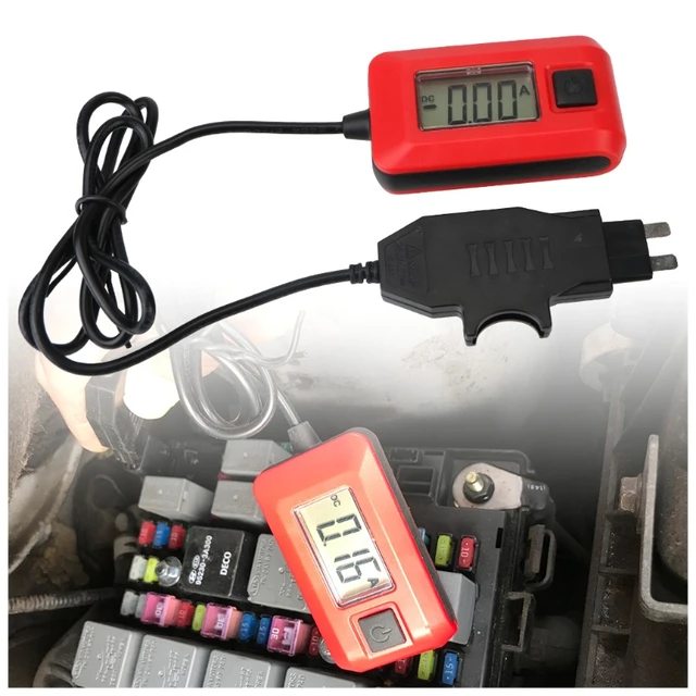 Testeur de courant automobile 12V 20A fusible à lame Standard trouver un  défaut de Circuit de voiture 0,01 a ~ 19,99 a testeur de fuite de fusible -  AliExpress