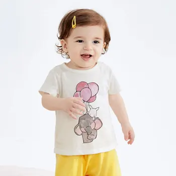 

Casual Design Boys Tops Lovely Cartoon Elephant Rabbit Put Balloon Pattern Kids T Shirt Summer Short Sleeve Kawaii Girls T-shirt