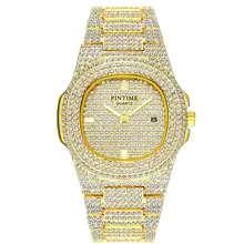 Роскошные часы с бриллиантами для мужчин и женщин в стиле хип-хоп, мужские кварцевые часы, ремешок из нержавеющей стали, деловые наручные часы для мужчин