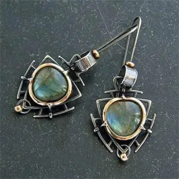 

Vintage Blue Fire Labradorite Drop Earrings for Women Jewelry Wedding Engagement Earrings