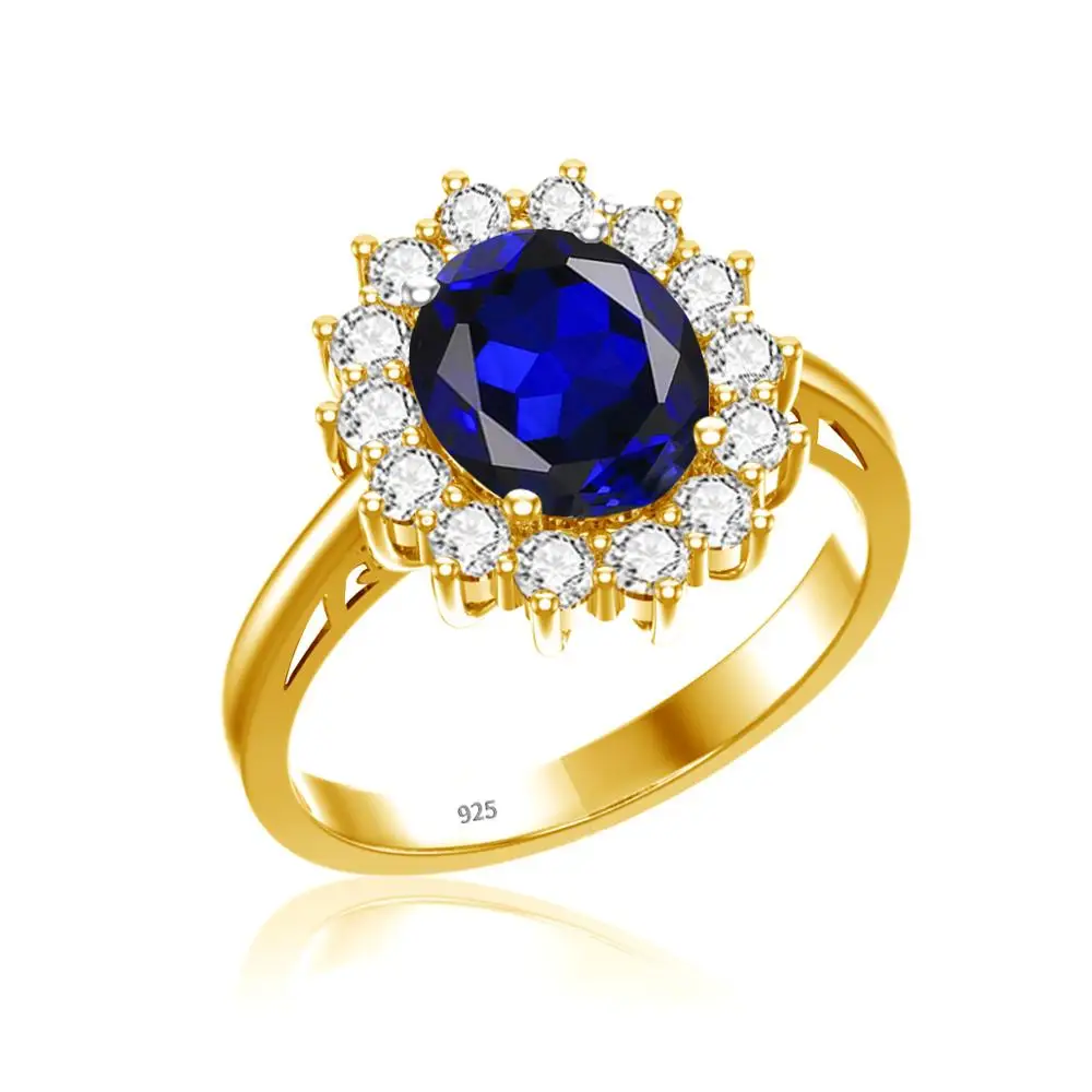 Szjinao Luxury Princess Kate Sapphire Ring Donna Ovale 8*10Mm Pietra Reale 925 Anelli Di Fidanzamento In Argento Sterling Gioielli Placcati Oro