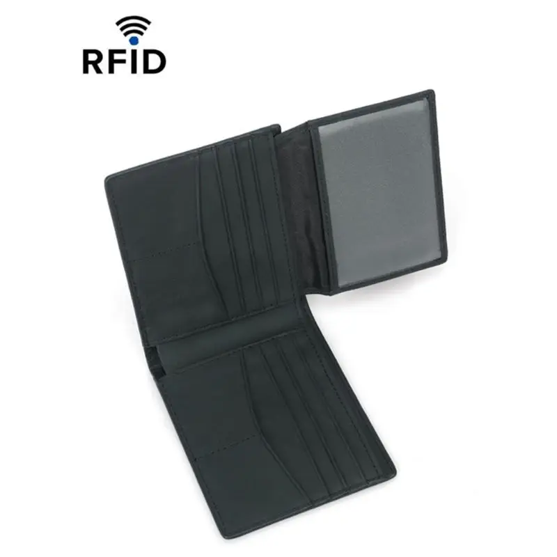 Мужской деловой кошелек из натуральной кожи с блокировкой RFID, кредитный держатель для карт, клатч, двойной Карманный Кошелек