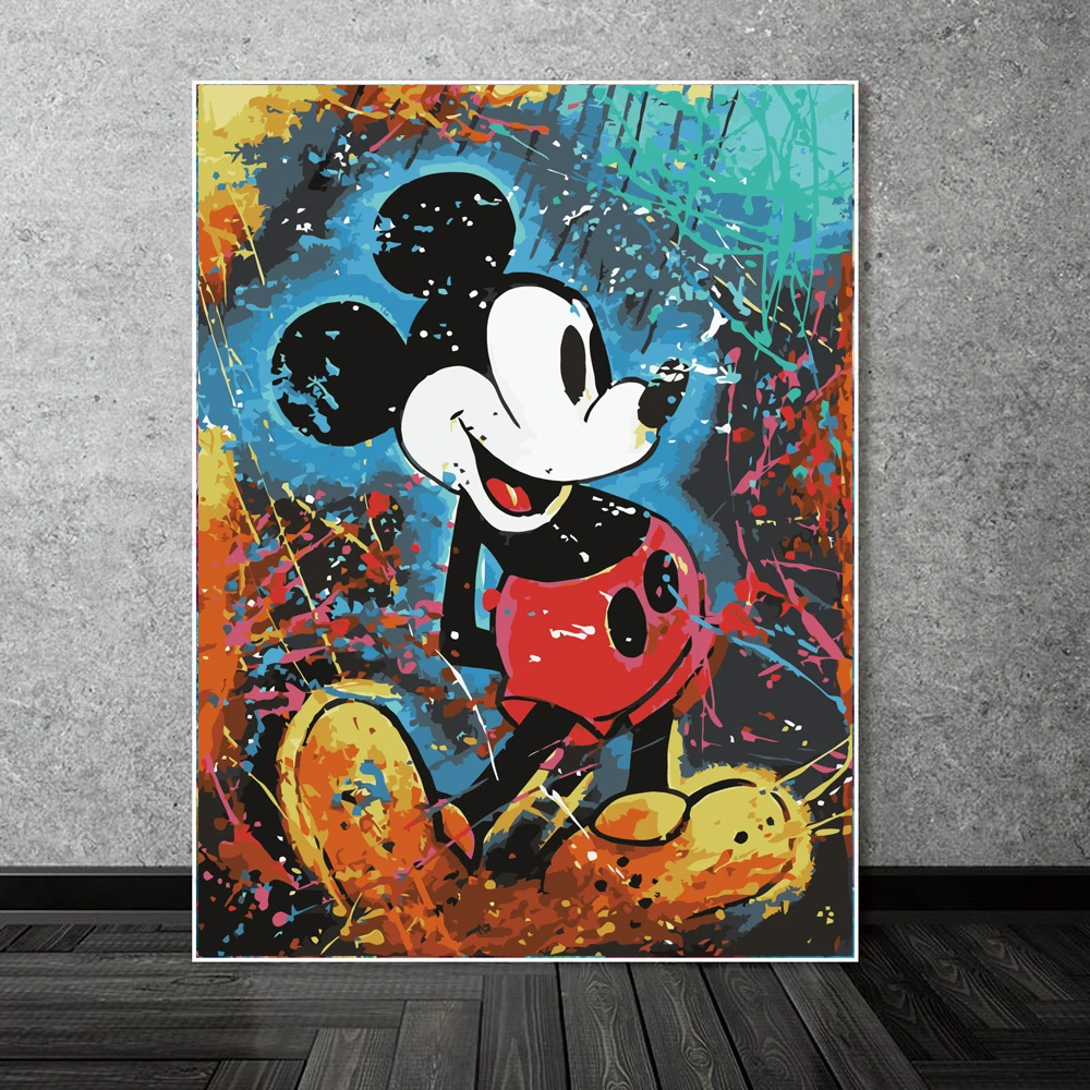 Disney Mickey Mouse Diy Olieverfschilderij Door Nummers Tekening Op Canvas Hand Verf Diy Olieverf Voor Kinderen Gift Thuis Decor Cuadros Schilderij Schoonschrift Aliexpress
