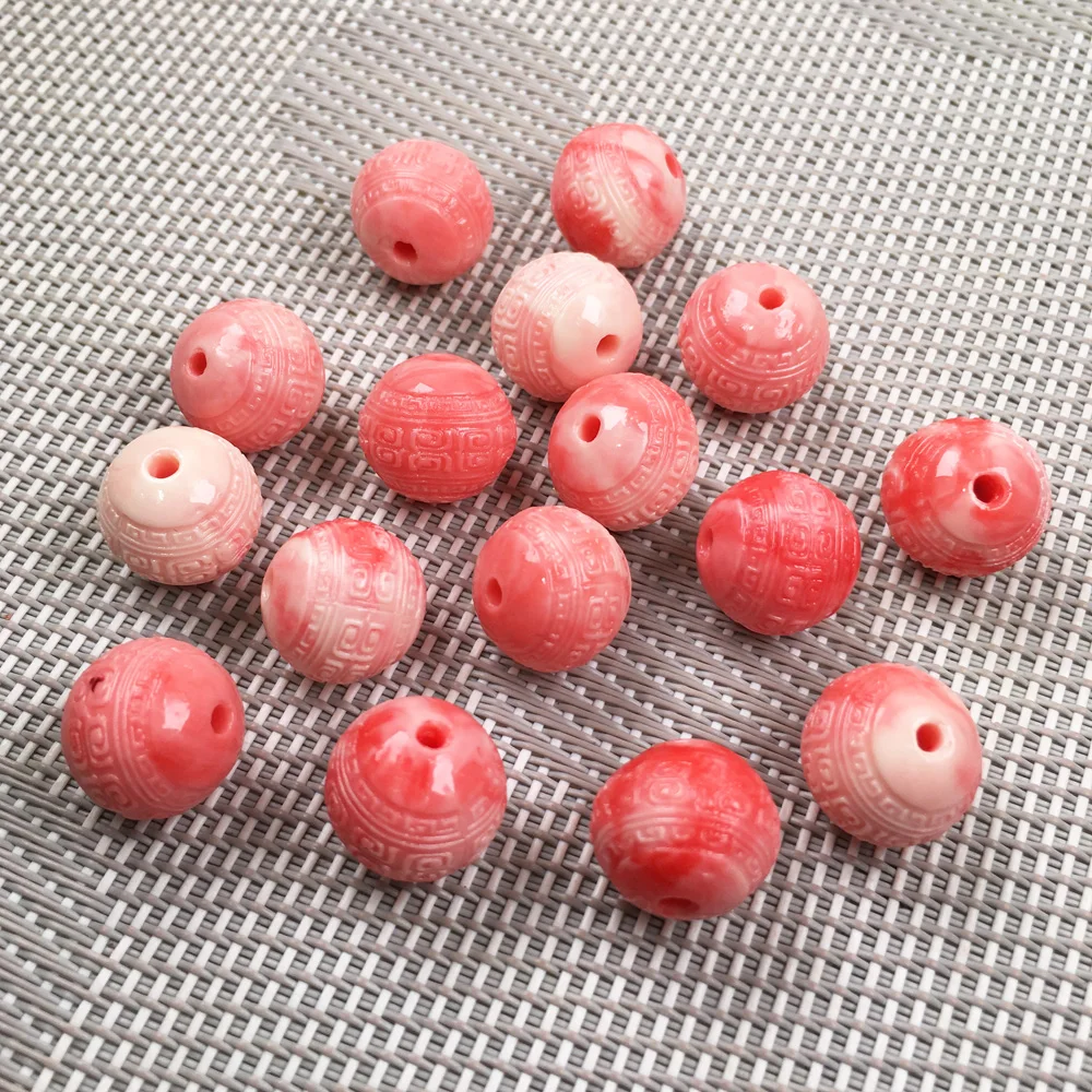 Синтетический Коралловый гравировочный узор круглый пробойник бусины россыпью