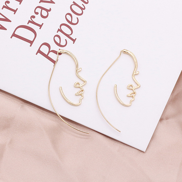 Fashion Abstract Hollow Face Palm Drop Earrings For Women Gold/Silver color Metal Style Dangle Earring Girls Jewelry