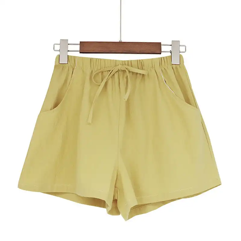 womens linen shorts elastic waist