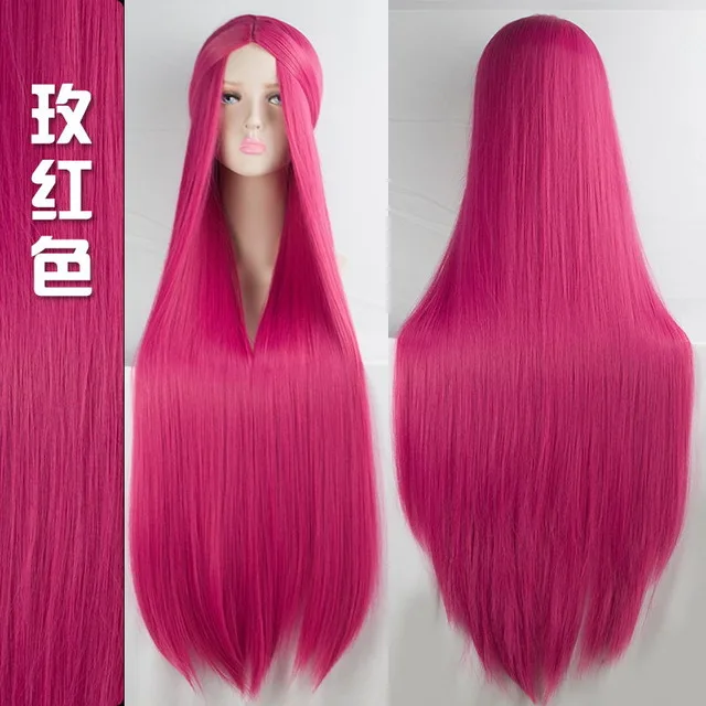 MUMUPI Cos Wig Blonde Blue Red Pink Grey Purple Hair for Party 100CM Long Straight Synthetic cosplay Wigs for Women - Color: P1B/27