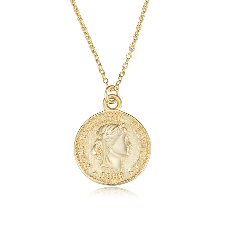 Silvology 925 фигурка из серебра Колье с монетой Круглый Винтаж 18 К текстура элегантное подвесное ожерелье для женщин день рождения ювелирные изделия