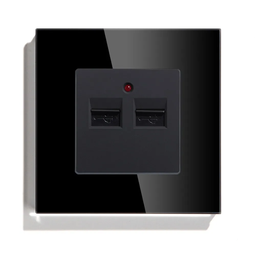 BSEED двойная USB настенная декоративная розетка двойная черная Золотая белая панель