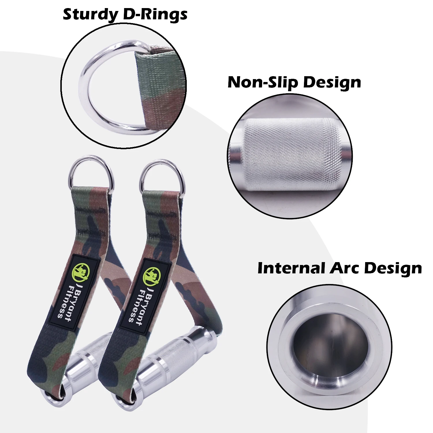 Heavy Duty Metal Gym Handles Cable Machine Attachment Resistance Band Workout Hand Grips Fitness Camouflage Multiple Colors