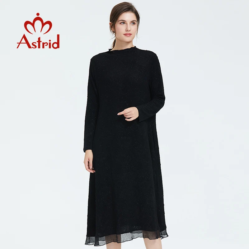 Astrid 2019 Осень новое поступление женское платье с длинным рукавом высокое качество