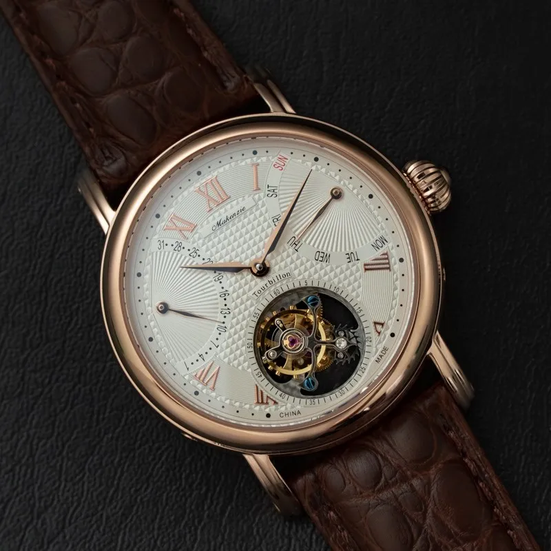 Настоящие оригинальные Роскошные Мужские механические часы Tourbillon с календарем и сапфировым стеклом, мужские наручные часы s ST8004 Tourbillon