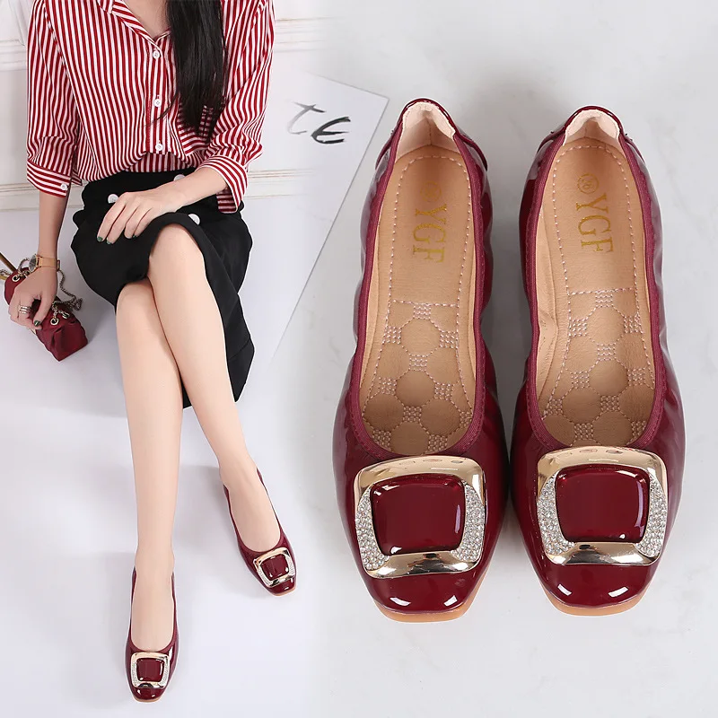 Women's Roll Shoes Women's Pointed Shoes Metal Buckle Shoes Women's Soft Bottom Flat Shoes  Women Shoes Flat  Womens Flats