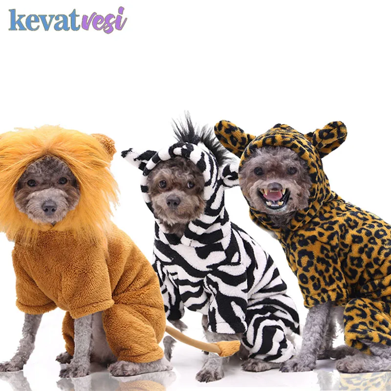 

Halloween Dog Costume Warm Dog Jumpsuit Small Medium Dog Hoodies Cute Pet Cat Dog Coat Jacket Lion Tiger Cosplay Pet Clothing