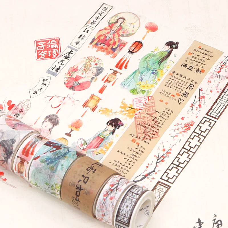 Hefei Tape Hand-book Sticker Vintage Character Classical Chinese Style Printing Plywood Color Cute Material | Канцтовары для офиса