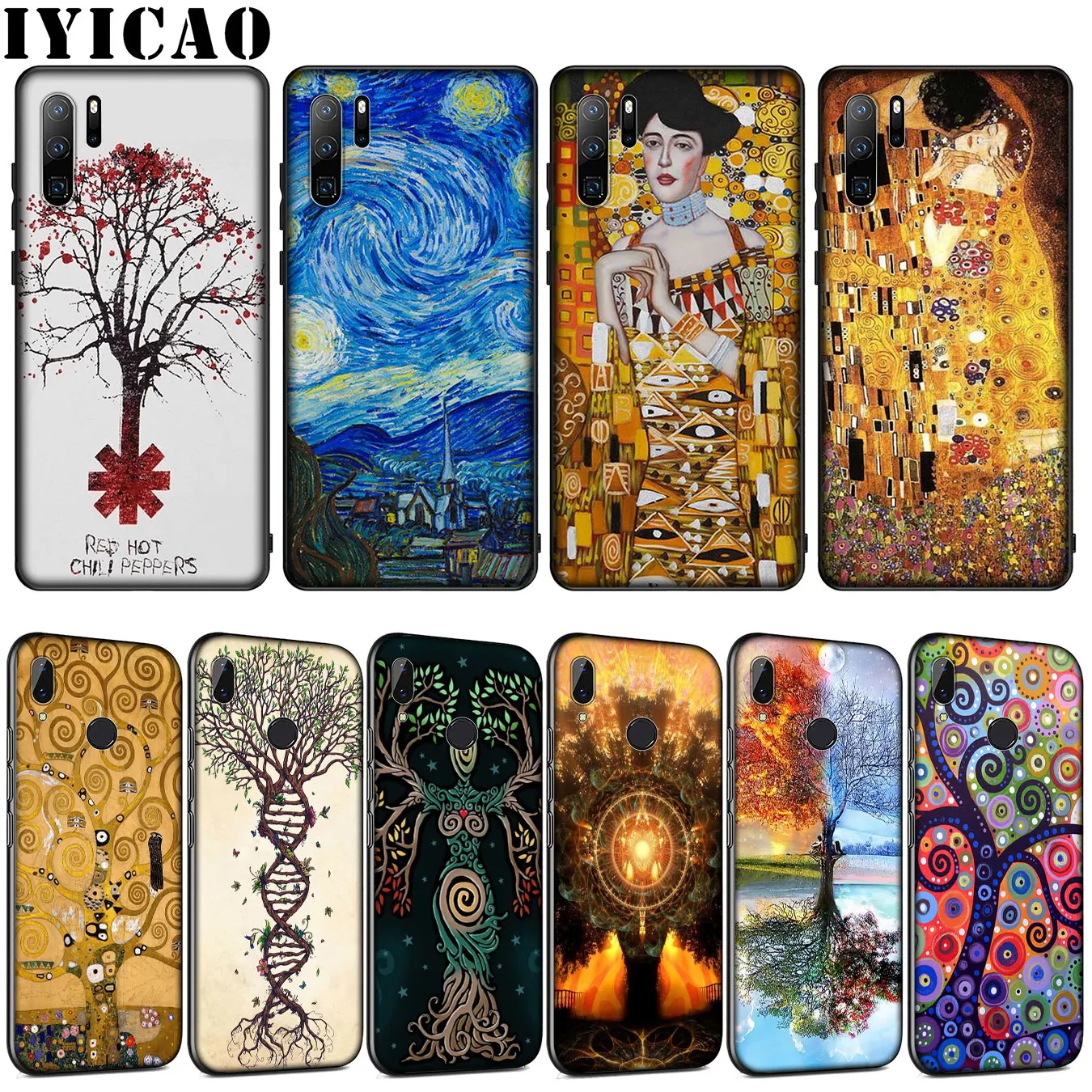 Gustav Klimt Tree of Life Golden Tears Oil Soft Case for Huawei P30 P20 Pro P10 P9 Lite Mini 2017 2016 P Smart Z Plus 2019 |