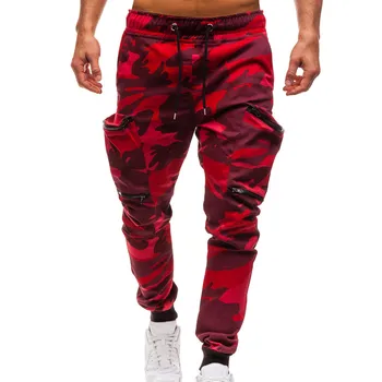

Pants Men штаны Safari Style Streetwear Sweatpants Fashion Drawstring Classic Camo Joggers Pants Zipper Pockets weat Free Ship
