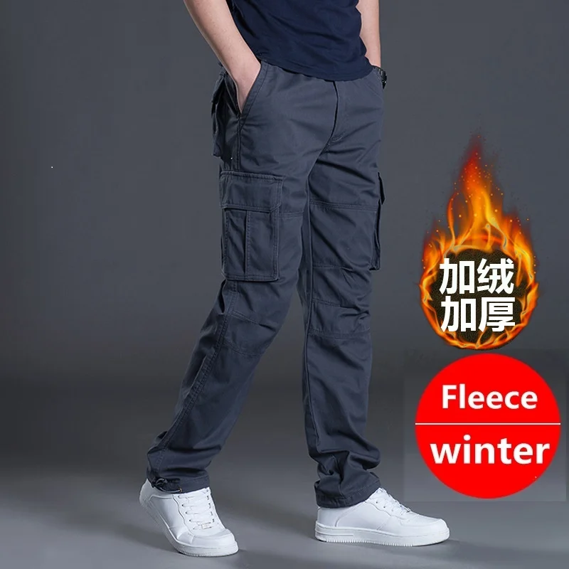Winter Fleece Warm Tactical Pants Zip Cotton Trousers Loose Army Green Cargo Men Casual Plus Thicken | Мужская одежда
