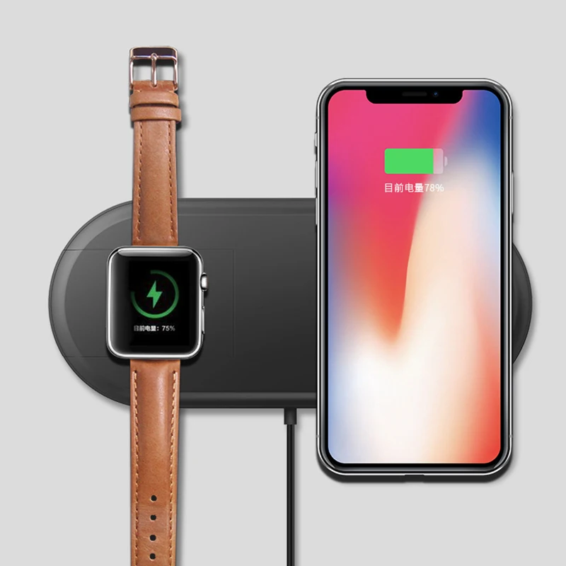 2 в 1 Беспроводное зарядное устройство для iPhone 11 XS 8 iWatch 1 2 3 4 беспроводной зарядный индукционный телефон зарядное устройство для Apple Watch 4 3 2 1