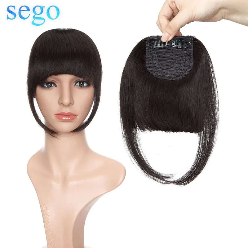 Good Deal Hair-Bangs Front-Fringe Human Hair-1piece SEGO Straight Blunt Neat Remy 2-Clip 23G Ins 85Z1Amo9X