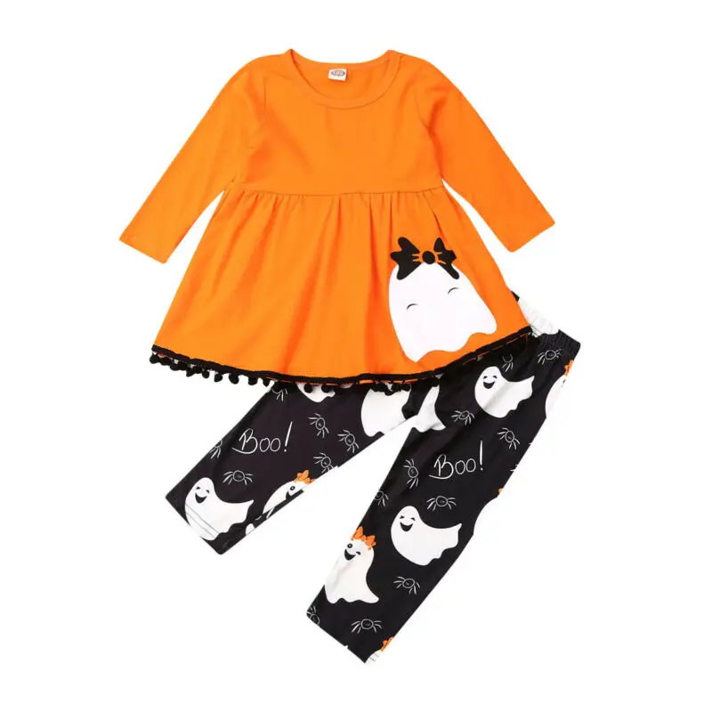 

2-7T Infant Baby Girl Halloween Clothes Set Little Girls Dress Long Pants Autumn Winter Clothing Sets