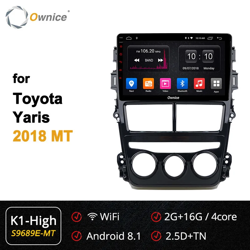 Owice Android Авто 2 Din Автомобильный Радио dvd-плеер для Toyota Yaris MT AT автомобиль 2.5D экран Поддержка obd2 мультимедиа 4G DSP