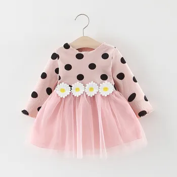 

ZWY282 Autumn Princess Baby Girl Dress Clothes Floral Birthday Baptism Wedding Dresses for 0-2y Newborn Clothes Vestidos