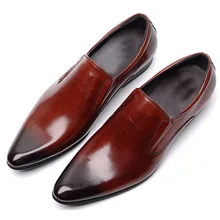 Italian Slip On Genuine Leather Pointed Toe Men Dress Shoes Business Wedding Oxfords Formal Shoes For Male 2019 Spring Italian Slip On Genuine Leather Pointed Toe Men Dress Shoes Business Wedding Oxfords Formal Shoes For Male 2019 Spring