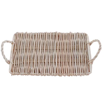 

Wicker Rattan Square Storage Tray Multi-Function Binaural Fruit Tray Ecological Natural Dessert Bread Tray