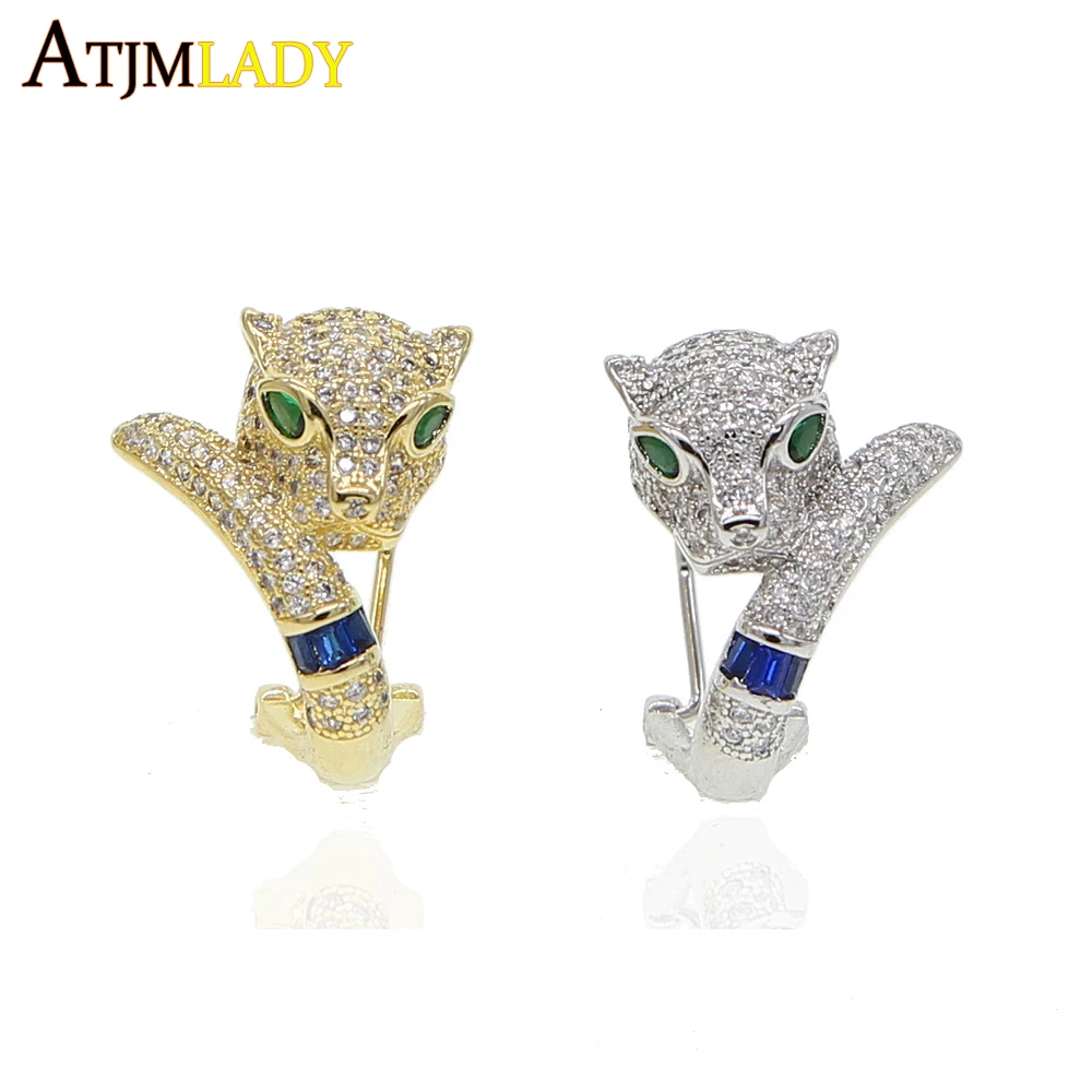 

gold filled luxury cz paved cool Animal leopard earring Luxury ice out bling bling cz fashion elegant women jewelry