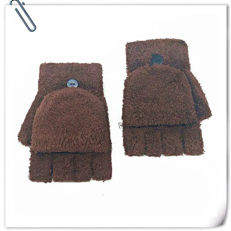 I18 Brown Calymel, унисекс, перчатки на половину пальца, женские, коралловый бархат, морозостойкие, варежки, зимние, теплые, мягкие, флисовые, перчатки, женские, варежки - Цвет: I18 Brown