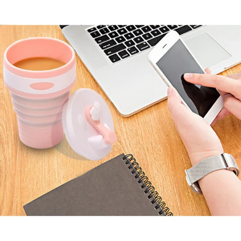 

Hot Folding Silicone Cup Foldable Coffee Cups With Lid For Office,Travel And Hiking,Multi-function Collapsible cup