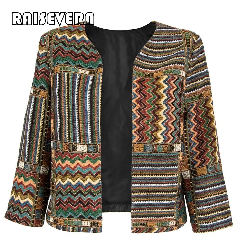 Vintage Autumn Jacket Embroidery Outerwear 2019 Women Classic Quilted Tribal Office Ladies Coats And Jackets | Женская одежда